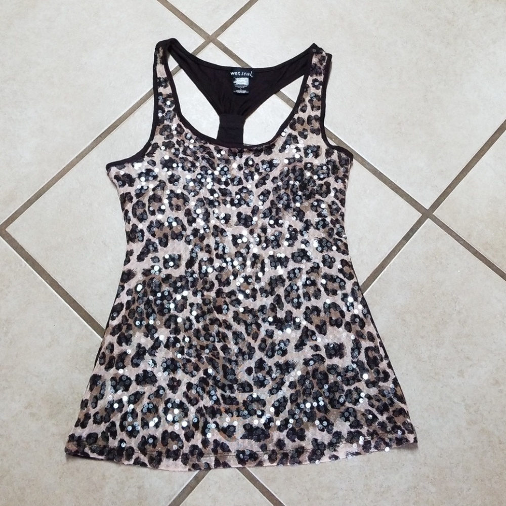 Size LG Animal Print Sparkley Racerback Tank